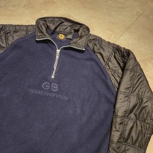 VTG Y2K GODBODY Mens L‎ Large Pullover Fleece 1/4 Zip Hybrid Jacket Embroidered